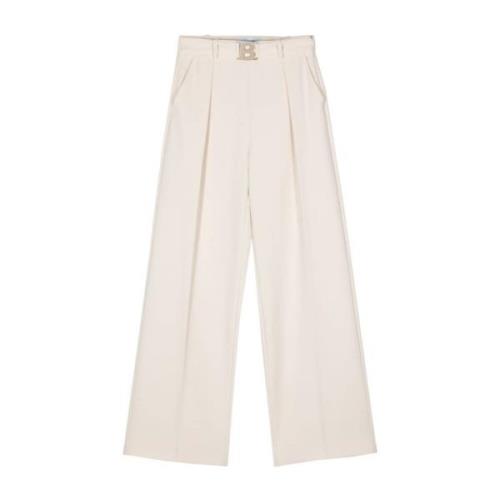 Blugirl Kräm Wide Leg Byxor Beige, Dam