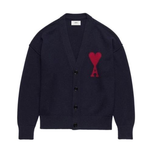 Ami Paris Stilfull Cardigan för Män Blue, Herr