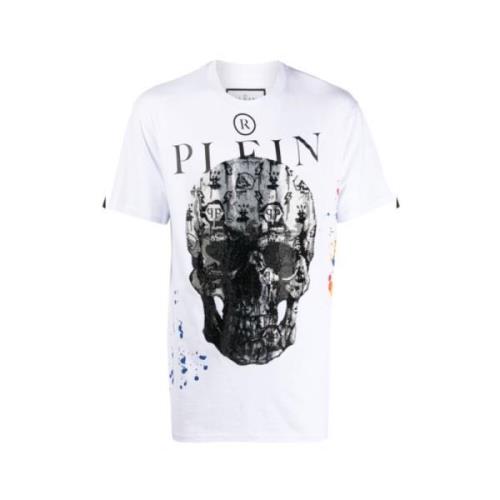 Philipp Plein T-shirt med kristaller och skalle White, Herr