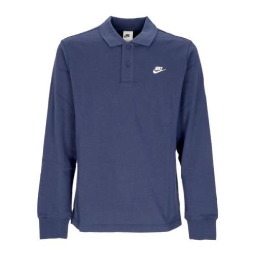 Nike Långärmad Club Polo Midnatt Marinblå/Vit Blue, Herr