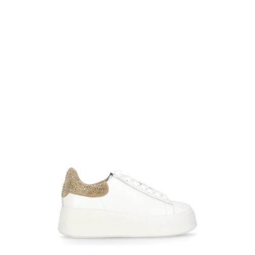 ASH Vita Lädersneakers med Strassdetalj White, Dam