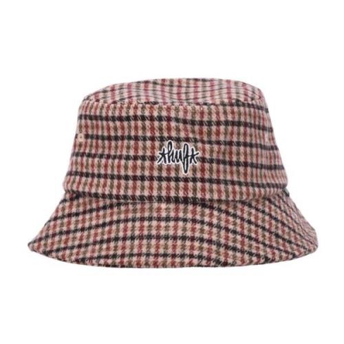 HUF Brun Tweed Bucket Hat med Broderi Brown, Herr