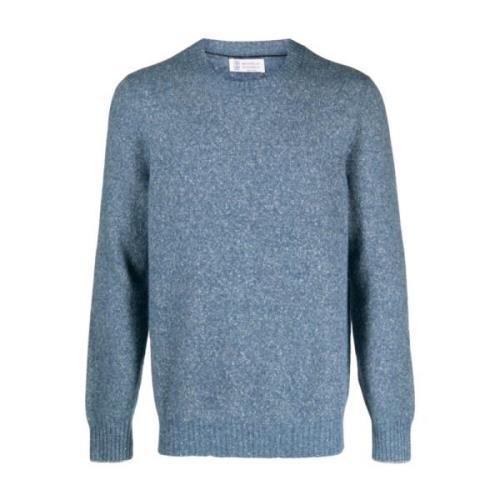 Brunello Cucinelli Ljusblå Alpacka Crewneck Tröja Blue, Herr