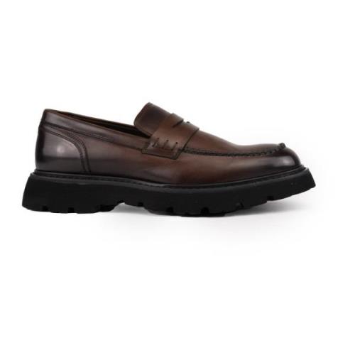 Doucal's Läder Slip-On Moccasins med Mask Brown, Herr