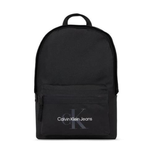 Calvin Klein Tryckt logoryggsäck - Svart canvas Black, Herr