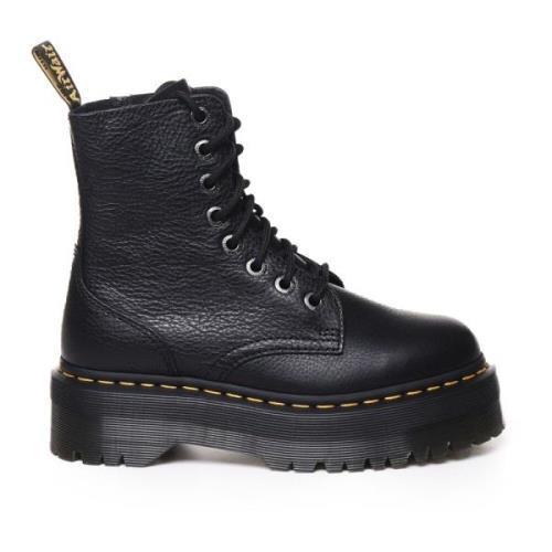 Dr. Martens Plattformsstövlar med gula sömmar Black, Dam