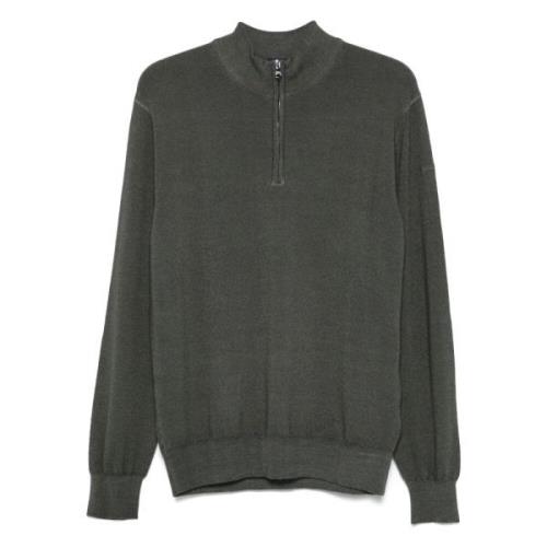 Paul & Shark Ull Half-Zip Stickat Green, Herr