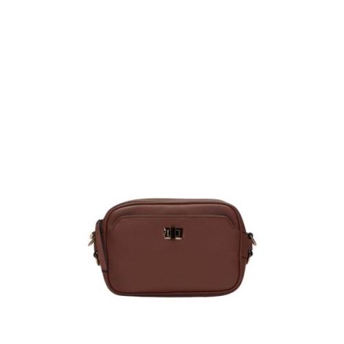 Hispanitas Läder Crossbody-väska med Framficka Brown, Dam