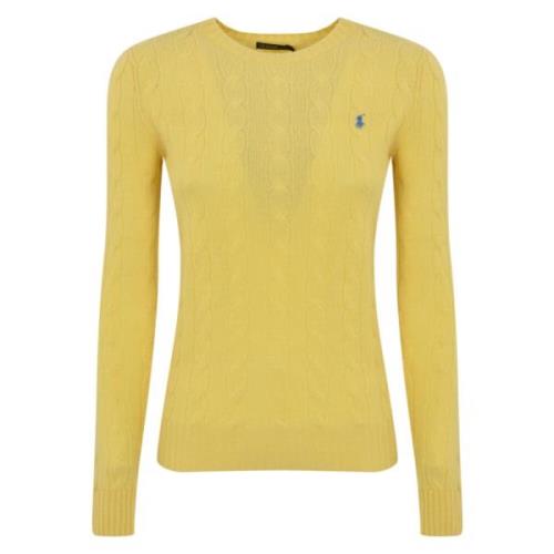 Ralph Lauren Gul Stickad Tröja Slim Fit Yellow, Dam