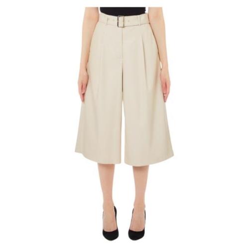 Liu Jo Kräm Cropped Ecopelle Byxor Beige, Dam