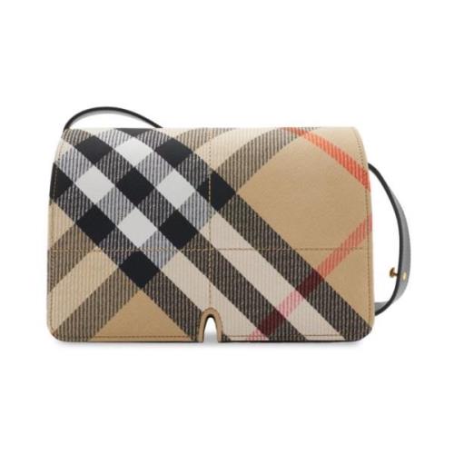 Burberry Rutigt Mönster Axelväska Beige, Dam