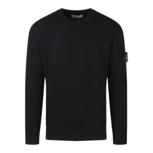 Stone Island Räfflad ulltröja Fw24 Black, Herr