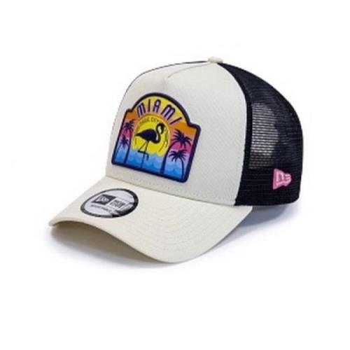 New Era Vit Miami Patch Trucker Keps Multicolor, Herr