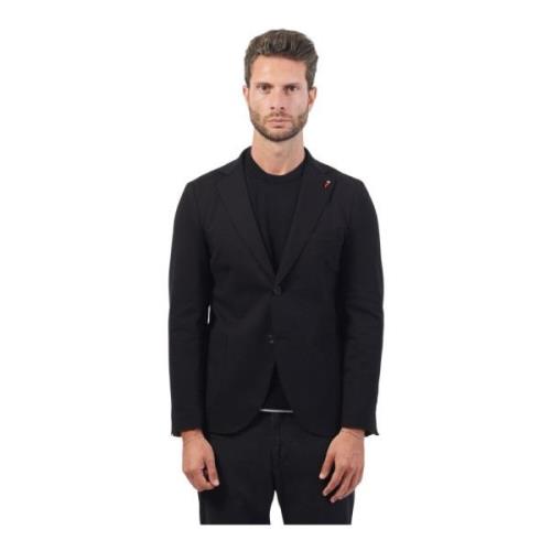 Mulish Slim Fit Enkelknäppt Jacka Svart Black, Herr