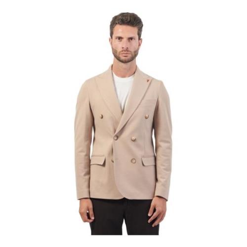 Mulish Slim Fit Dubbelknäppt Viskosjacka Beige, Herr