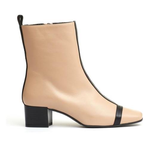 Carel Beige Läder Ankelboots med 40mm Klack Beige, Dam