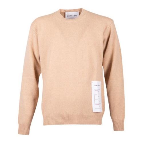 Amaránto Hasselnöt Beige Crewneck Ull Kashmir Tröja Brown, Herr