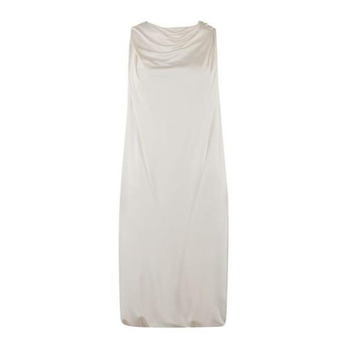 Lanvin Twisted Back Knee-Length Scarf Dress Beige, Dam