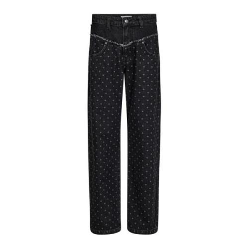 Co'Couture Svart Dot Block Långa Jeans Black, Dam