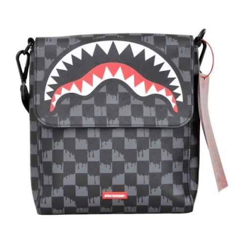 Sprayground Svart Crossbody Väska Drip Check Black, Herr