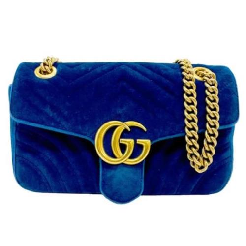 Gucci Vintage Pre-owned Sammet gucci-vskor Blue, Dam