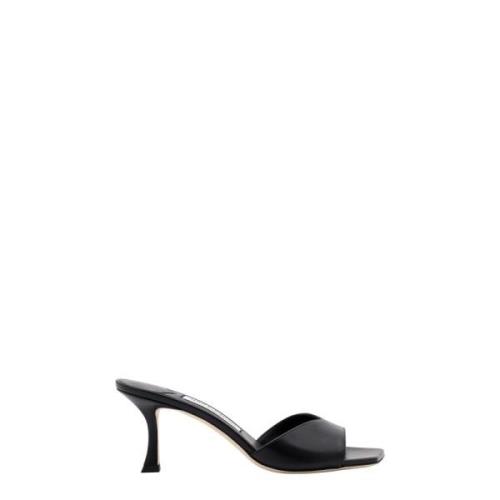 Jimmy Choo Böjd Häl Läder Sandaler Black, Dam