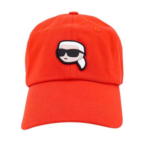 Karl Lagerfeld Sydd toppad hatt med logobroderi Red, Dam