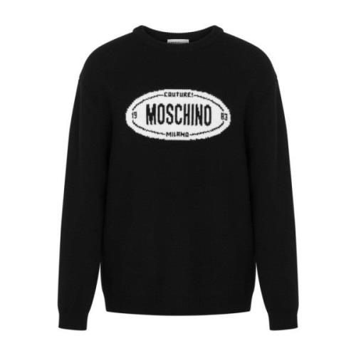 Moschino Svart Logotröja Ribbstickad Black, Herr