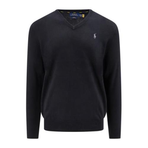 Polo Ralph Lauren Pima Bomull V-Hals Tröja Black, Herr