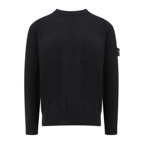 Stone Island Virgin Wool Logo Patch Sweater Black, Herr