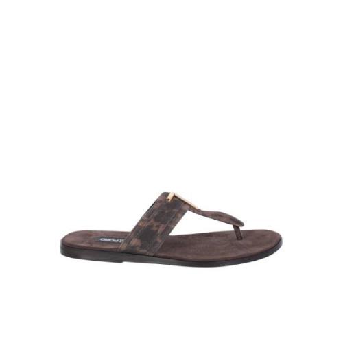 Tom Ford Blå Läder Sandaler T-bar Tie-dye Brown, Herr