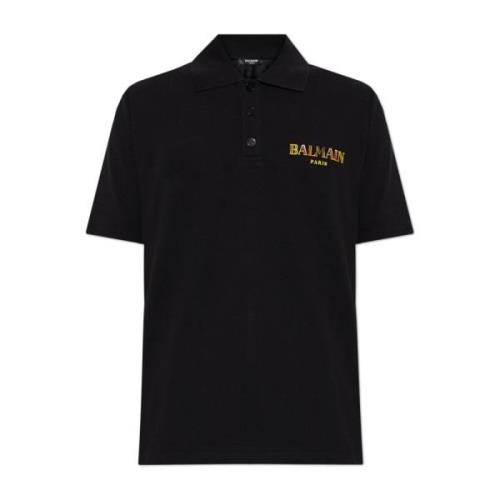 Balmain Polo med tryckt logotyp Black, Herr