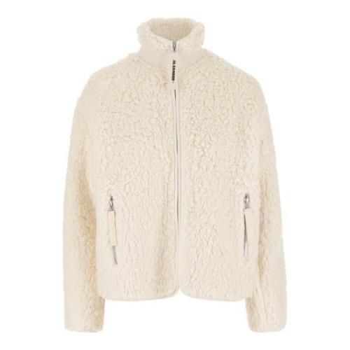 Jil Sander Sherling Bomull Jacka Fram Dragkedja Fickor White, Dam