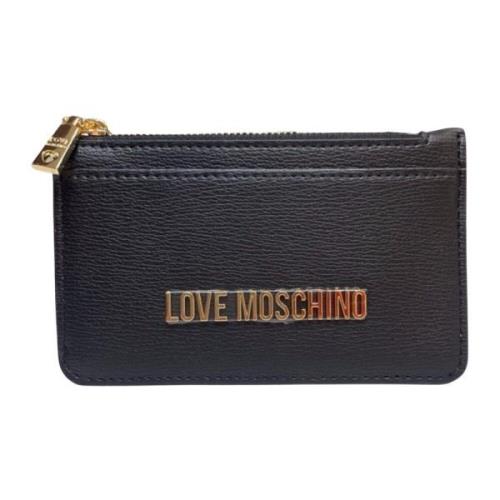 Love Moschino Svart Syntetiskt Läder Plånbok med Dragkedjeficka Black,...