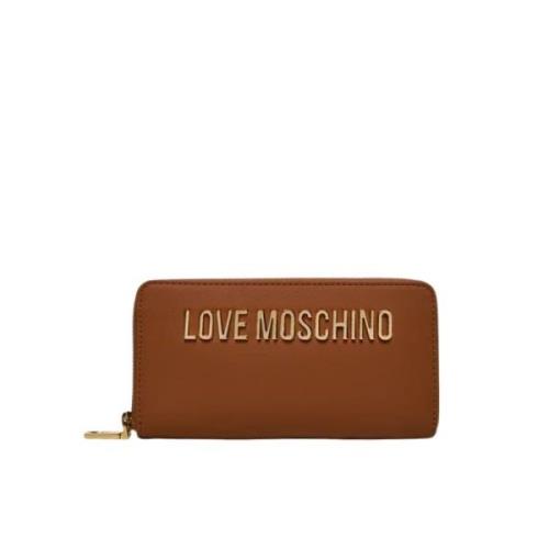 Love Moschino Brun Plånbok med Dragkedja och Metalllogo Brown, Dam