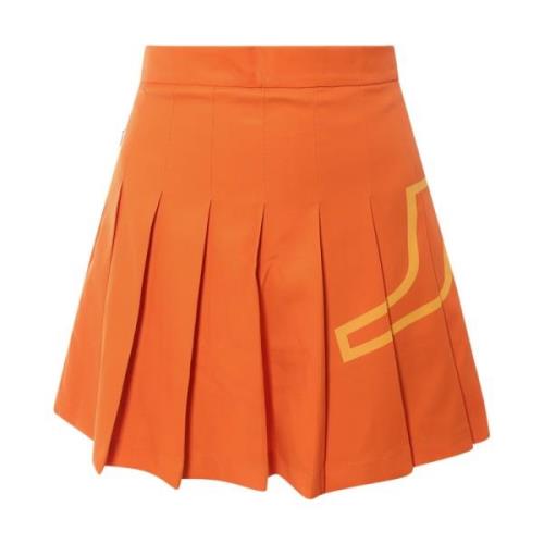 J.Lindeberg Återvunnen Plisserad Kjol med Shorts Detalj Orange, Dam