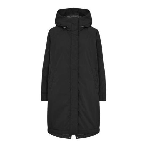 MOS Mosh Svart Parka Jacka med Justerbar Huva Black, Dam