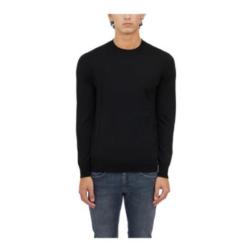 Paolo Pecora Ull Crewneck Tröja Black, Herr