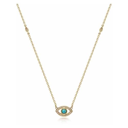 Nialaya Mini Evil Eye Necklace Yellow, Dam