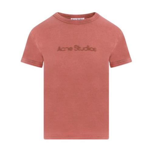 Acne Studios Logotyp Bomull T-shirt i Rost Röd Red, Dam