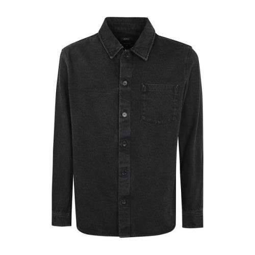 A.p.c. Broderad Bröst Skjorta Black, Herr