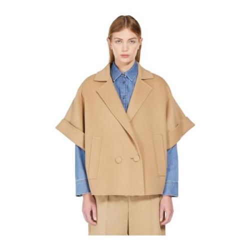 Max Mara Weekend Kort dubbelknäppt ullrock Beige, Dam