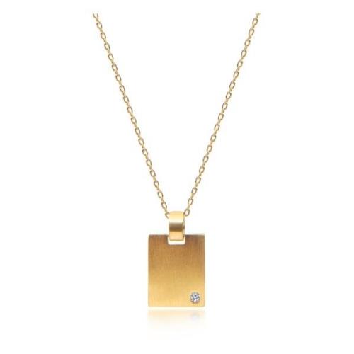 Nialaya Skyfall Gold Dog Tag Necklace Yellow, Dam