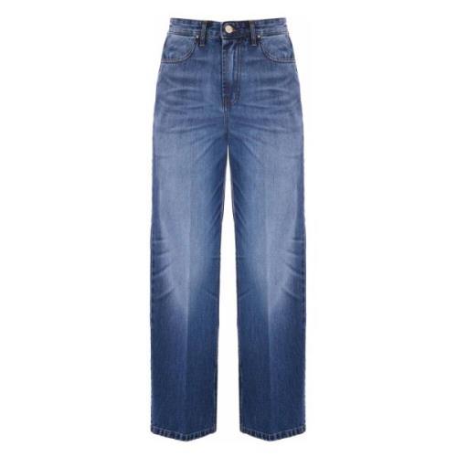 Kocca Stone-washed wide leg jeans med slits Blue, Dam