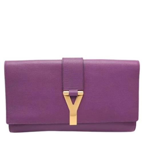 Yves Saint Laurent Vintage Pre-owned Laeder kuvertvskor Purple, Dam