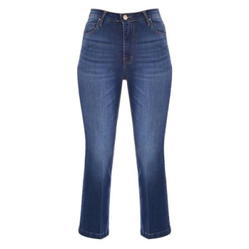 Kocca Flared Cropped Jeans Blue, Dam