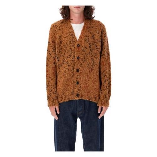 YMC You Must Create Tan Jacquard Cardigan Stickat Aw24 Brown, Herr