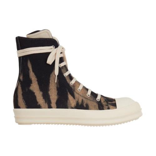 Rick Owens Denim High Top Sneaker Brown, Dam