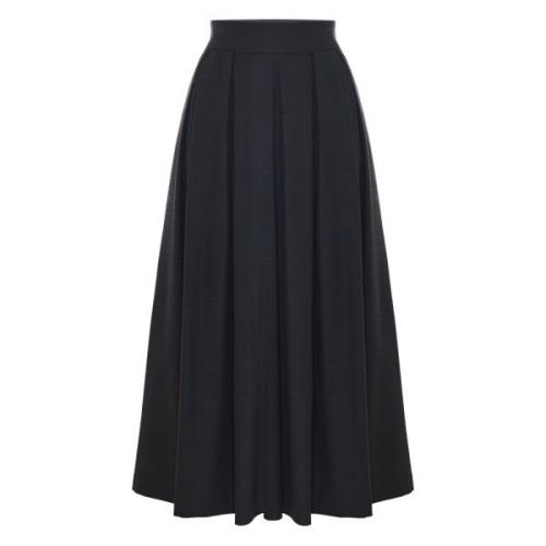 Kocca Flared Midi Skirt with Pleats Black, Dam