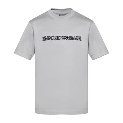 Emporio Armani T-shirt med sammet finish logo Gray, Herr